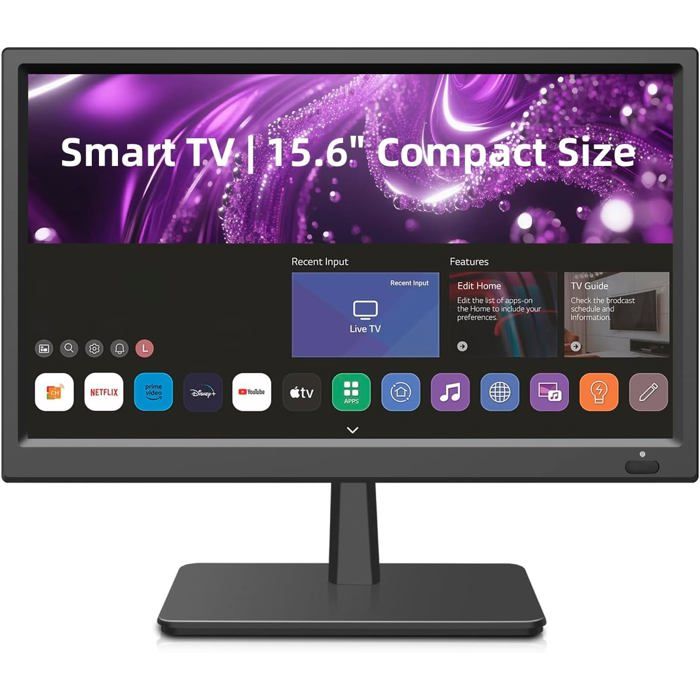 Télévision Smart HD 1080P Petite 16 Pouces Tuner T2 HDMI USB AV