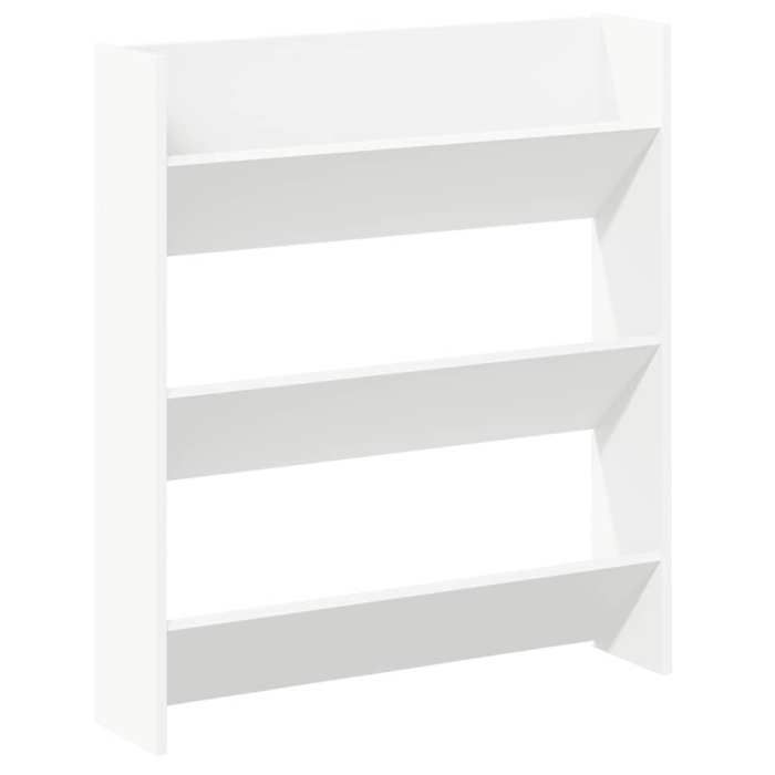 “Winter SaleTOP Meuble à chaussures Blanc - Armoire à chaussures murale blanc 80x18x90cm - bois dingénierie PRO62592