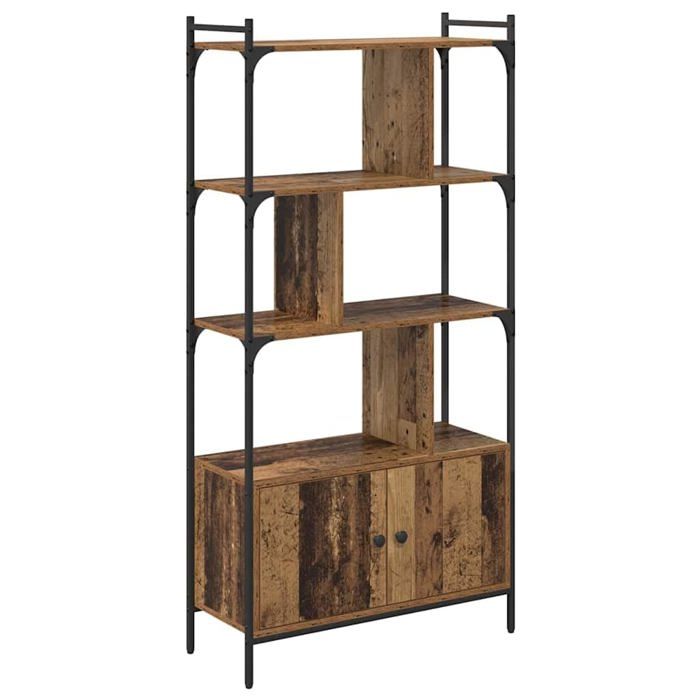 Bibliothèque moderne en bois dingénierie - vidaXL - 6 étagères - 1 porte à charnières - 60 kg max - Assemblage requis