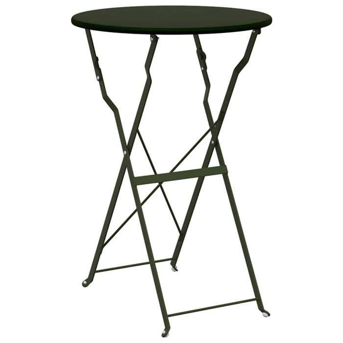 Table bistrot pliante - vidaXL - Ø 50 x 71 cm - Vert foncé - Acier revêtu de poudre - Pliable - Design contemporain Table bistrot pliante - vidaXL - Ø 50 x 71 cm - Vert foncé - Acier revêtu de poudre - Pliable - Design contemporain