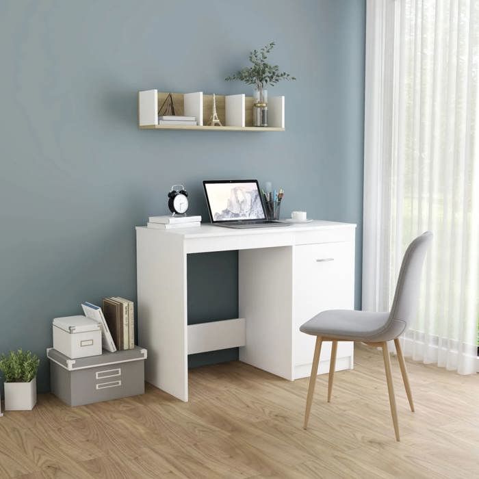 SALE 2026 Bureau moderne compact Blanc - Bureau Blanc 100x50x76cm - bois dingénierie PRO161403509