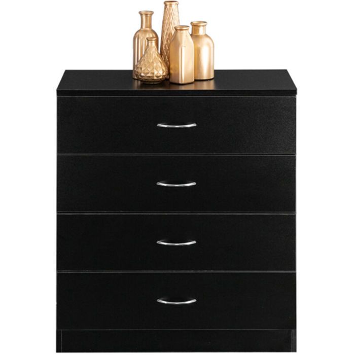 Commode moderne simple 4 tiroirs noir meuble chambre armoire de rangement