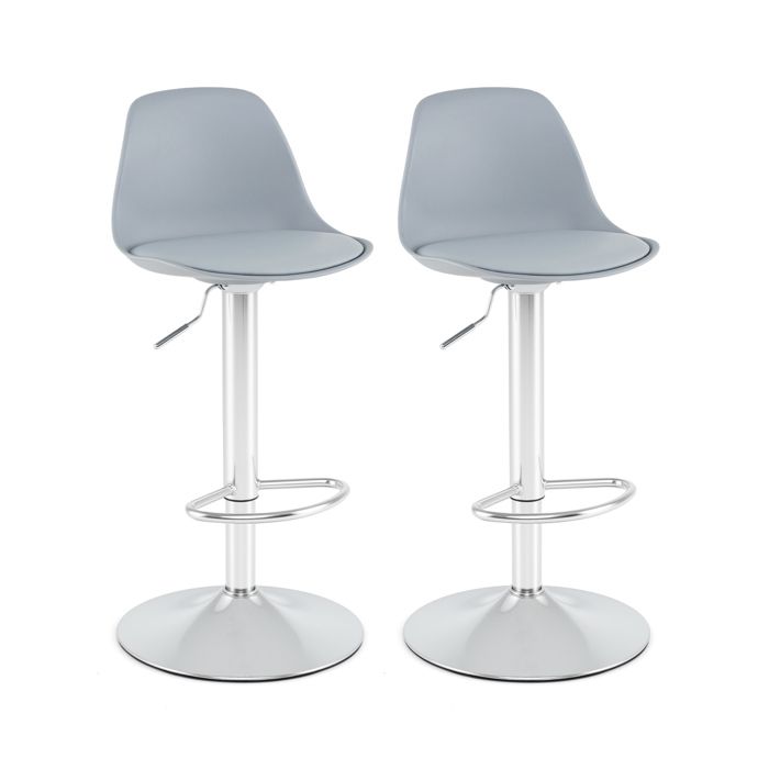 GIANTEX Tabourets de Bar- Lot de 2 Chaises de Bar Rembourrées- Hauteur Réglable - Siège Pivotant- Charge 150kg- Salon Cuisine- Gris