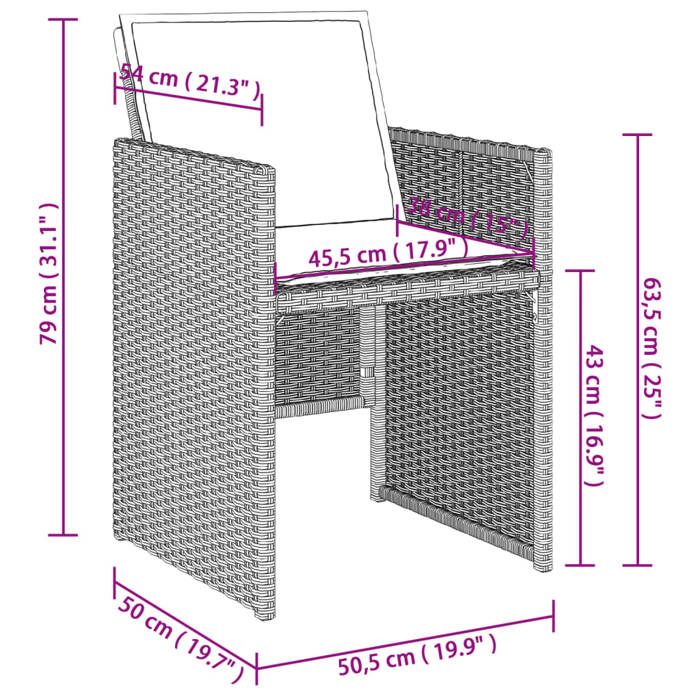 Mode Chaises de jardin - Coussins inclus - PARAJIE - lot de 4 - Canapé-chaise de balcon - gris clair poly rotin @2686163359