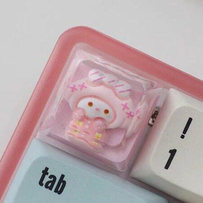 Keycap Personnalisé Kawaii Rose – Keyboard Cap Anime Transparent pour