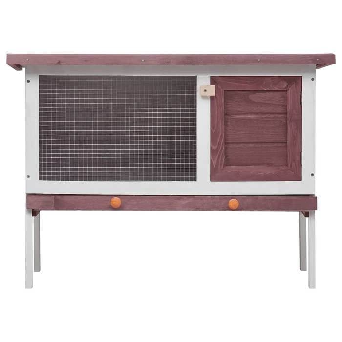 Clapier dextérieur 1 niveau - vidaXL - bois de sapin massif - marron et blanc - 38 x 77 x 41 cm - résistante aux intempéries vlz80k