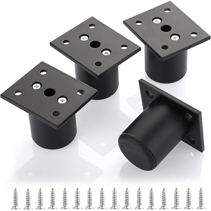 4pcs Pieds de Meuble Ajustable Pieds de lit rehausser Le Meuble Pied en Alliage daluminium pour sommierArmoireTable (NoirHaute