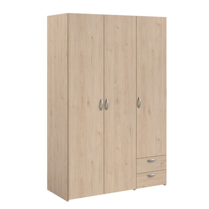 Armoire 3 portes 2 tiroirs aspect bois - AMAEL Armoire 3 portes 2 tiroirs aspect bois - AMAEL