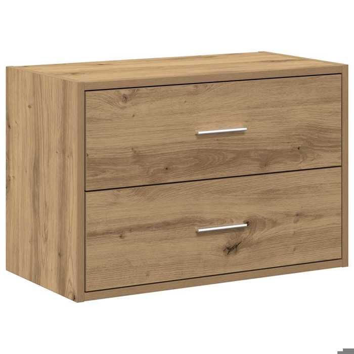 Bois Commode classique - Armoire avec 2 tiroirs chêne artisanal bois dingénierie 60x31x40 cm CC196