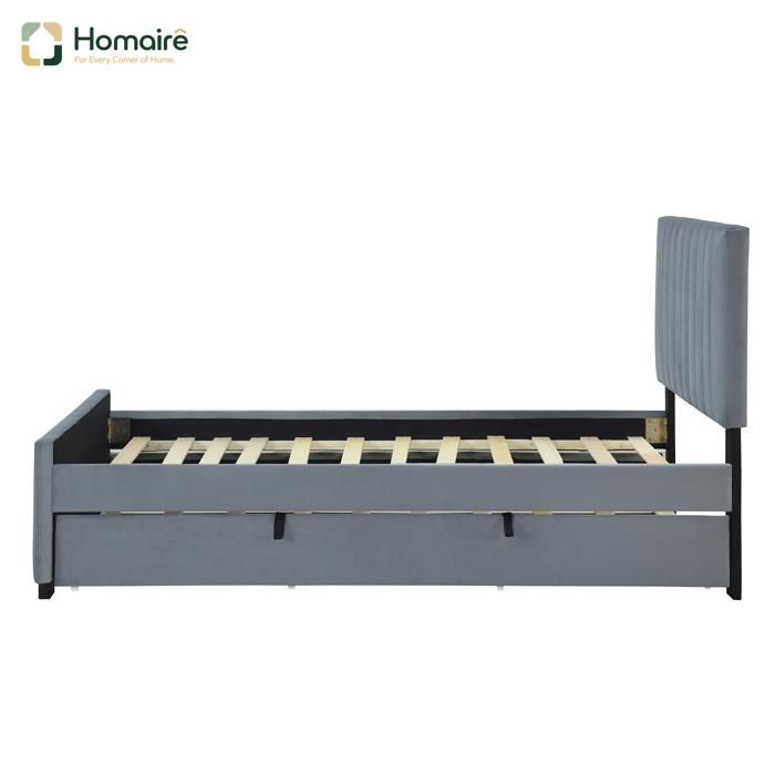 Lit extensible pour enfant avec tête de lit velours design minimaliste 90x190 cm HOMAIRE