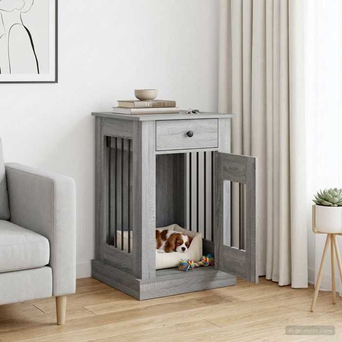 vidaXL Meuble de cage pour chien Sonoma gris 50 x 47 5 x 80 cm 8014782