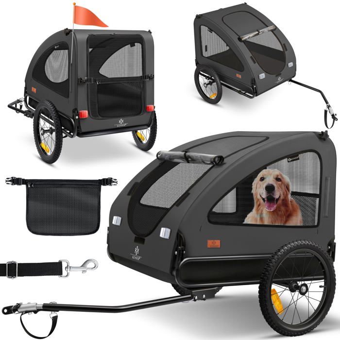Remorque pour chien 2-en-1 - KESSER - Grand volume env. 250L - Charge maximale 40 kg - Pliable - Fond antidérapant Remorque pour chien 2-en-1 - KESSER - Grand volume env. 250L - Charge maximale 40 kg - Pliable - Fond antidérapant