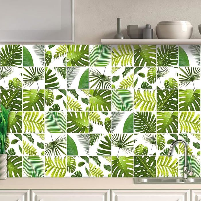 32 x Feuilles Mural Stickers Carrege 2D Imperméables Carreau de Ciment AdhesifAutocolnts Carreaux x cm T1018 T1018 STICKERS