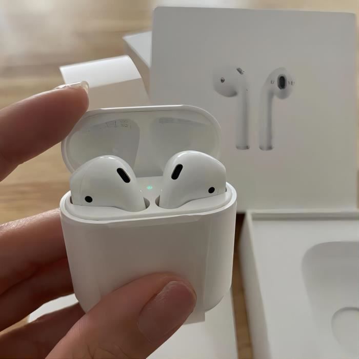 Apple authentiques AirPods 2e génération ave avec étui de chargement sans fil+Avec couvercle découteur en silicone liquide