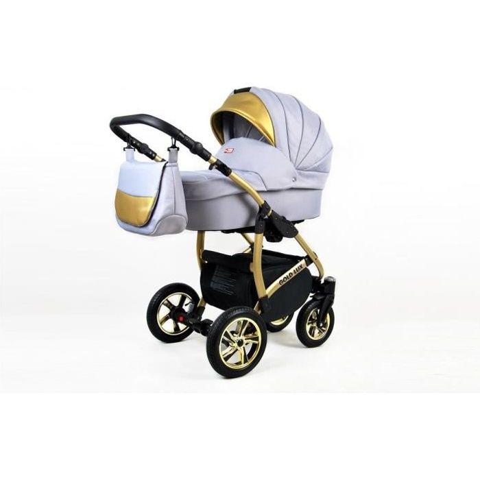 Poussette Combinée Trio landau siège Auto Gold Deluxe by SaintBaby Silver 3en1 avec siège bébé