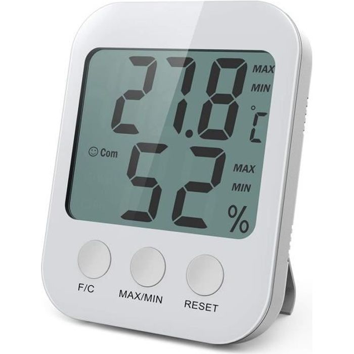 NIDONE Fournitures pour Animaux de Compagnie et thermomètre hygromètre numérique Thermomètre Rond LCD Compteur d'humidité électronique pour Serre Noir 