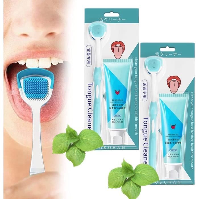 Tongue Cleaning Gel Set, Oral Hygiene Brush & Tongue Cleansing Gel