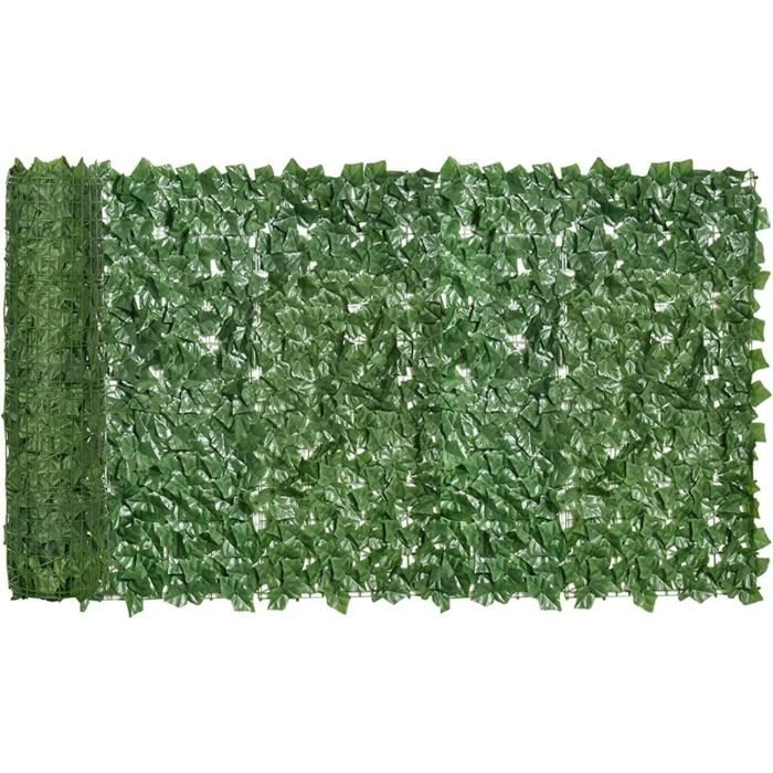 Haie Artificielle Balcon TRAHOO - Feuillage de Lierre Vert - Clôture d'Intimité pour Jardin et