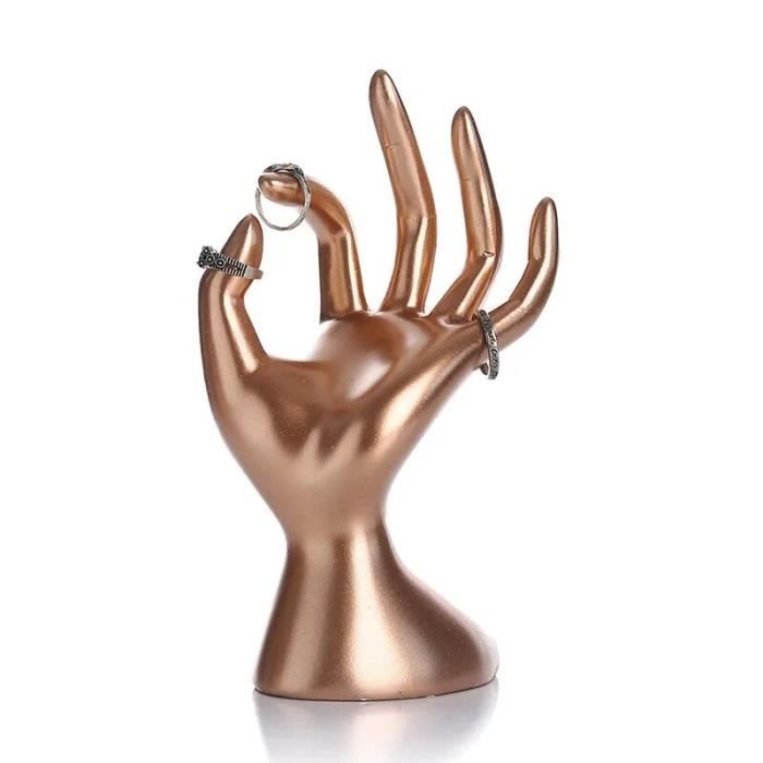 Présentoir à Bijoux En Forme De Main Noire - Pour Bagues, Montres, Bracelets - 22 X 8 Cm - Surface Brillante - 3