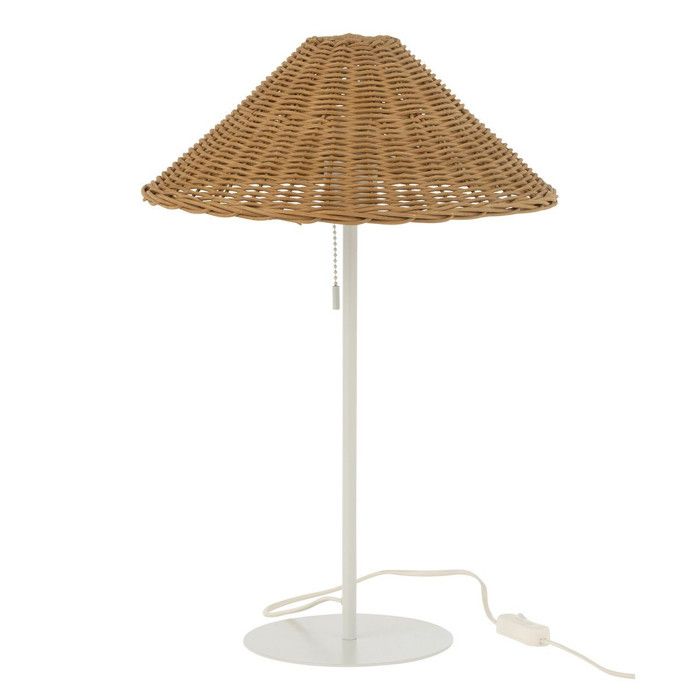 Lampe à Poser en Rotin Preston 50cm Naturel & Blanc