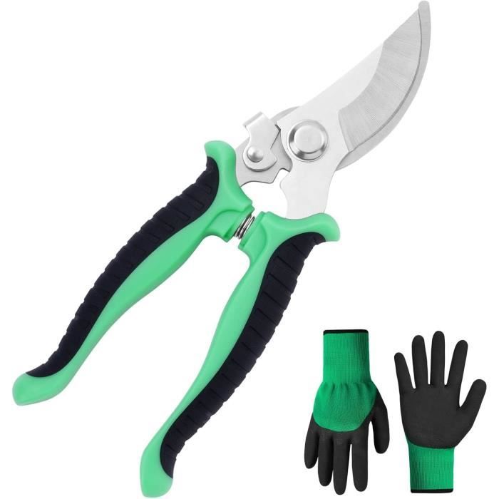 Sécateur De Jardin à Contre-lame Renforcé - Acier Inox 2CR13 - Léger, Avec Verrouillage Sécurité - Pour Fleurs, Arbustes, Taille - 6
