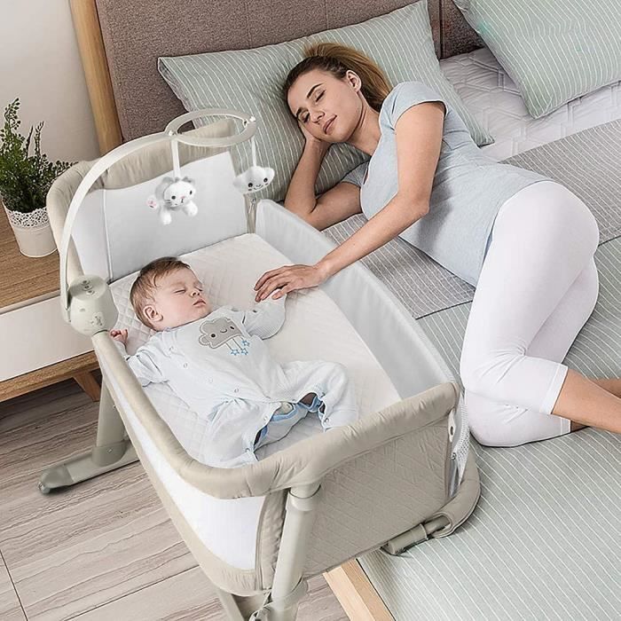 ADOVEL Berceau Bebe, Lit Cododo Bebe Avec roues bloquées, Matelas