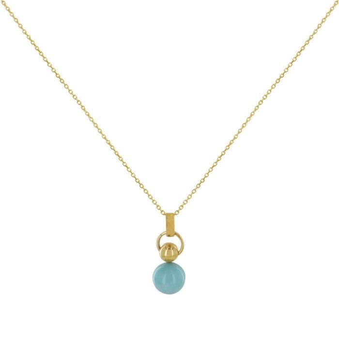 LES POULETTES BIJOUX Bracciale Collegamento Con Piccola Perla Di Larimar (Pietra Naturale Blu), Regalo In Cofanetto