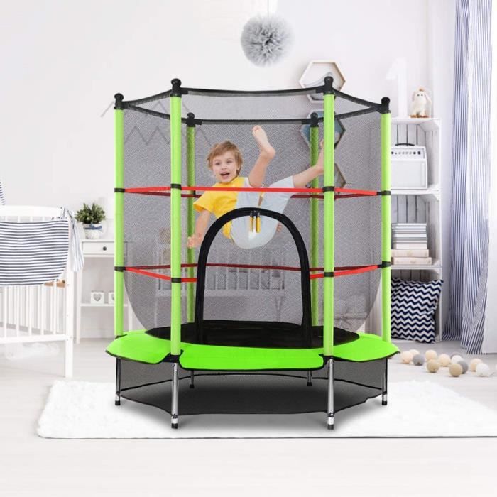 Costway Trampoline Enfant /Ø 140 cm avec Filet de Protection Trampoline Fitness Rond pour Exterieur Charge Max 50KG