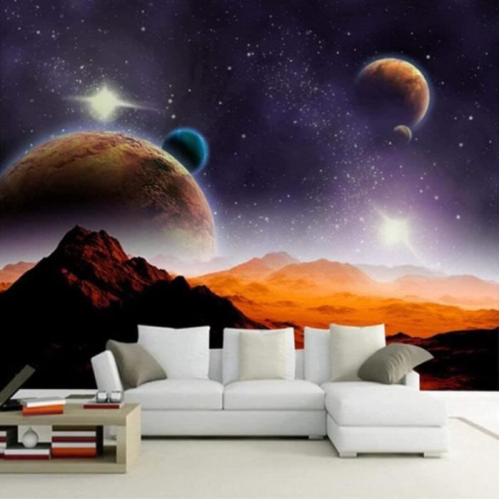 Papier Peint Panoramique Planète De La Surface Lunaire 3D Poster Mural ...