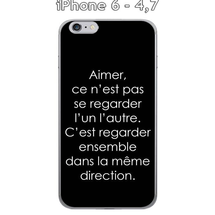 Coque Apple Iphone 6 4 7 Design Citation Aimer Ce N Est Pas Texte Blanc Fond Noir Cdiscount Telephonie