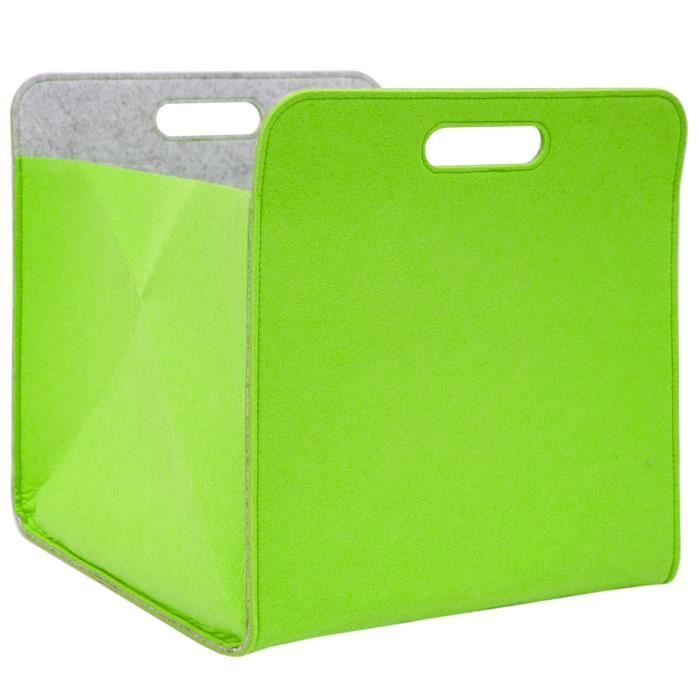 boîte de rangement feutre 33x33x38 cm kallax panier feutrine étagère ikea vert