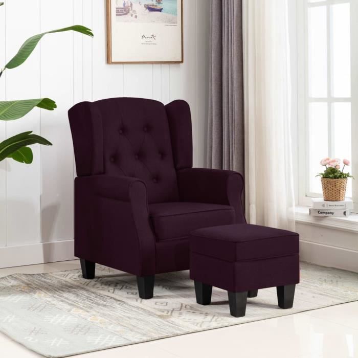 elégant fauteuil relaxation avec repose-pied - fauteuil relax violet tissu ☺17709