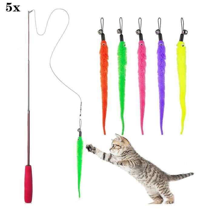 Comparer les prix de Jouet de Chat - ZGEER - Baguette Rétractable - 5 Plumes - Plastique - 32g