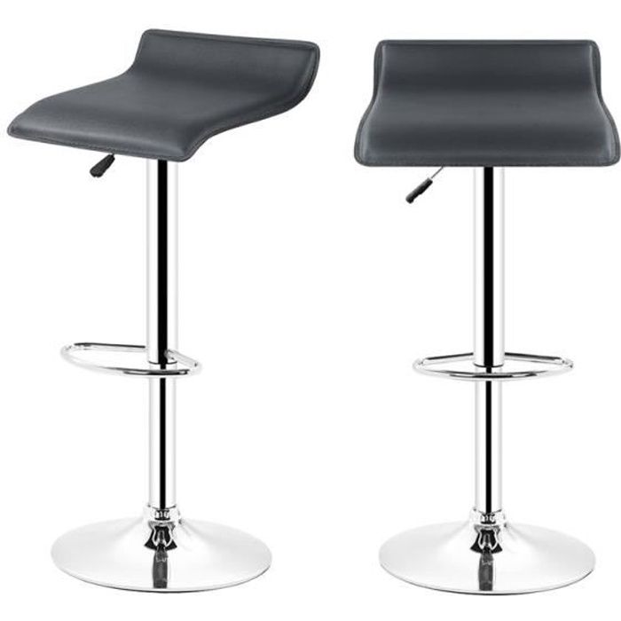 Ermnois Lot de 3 tabourets de bar pivotants à hauteur de comptoir avec dossier, chaises de bar modernes réglables en cuir synthétique sans accoudoirs (noir 02