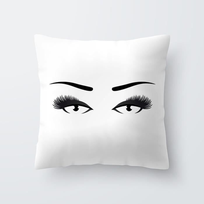 Motif de cils Throw Pillow Cover pour le support de salon Sleeping Waist Waist 24 # 45 * 45cm