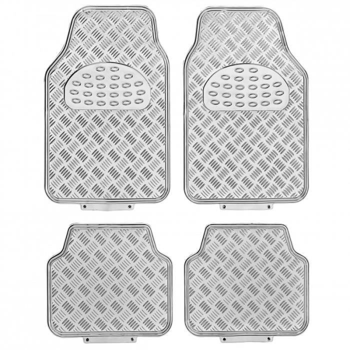 4PC universel effet métallique Checker Plaque Voiture Tapis De Sol Tapis Lot