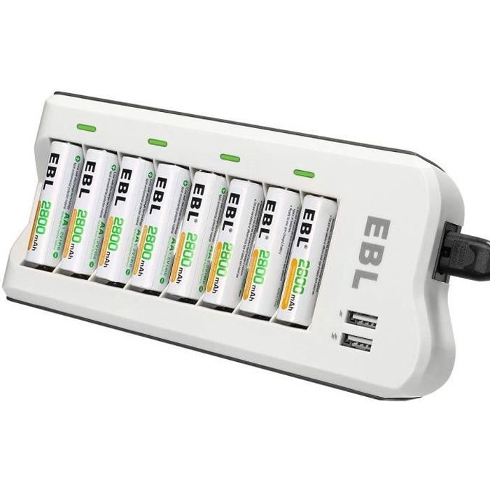 EBL Chargeur de piles rechargeables Chargeur