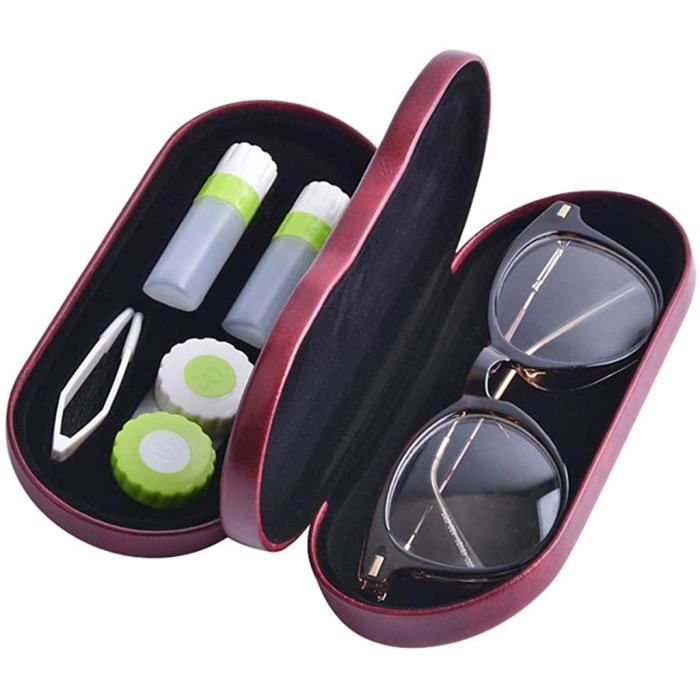 2 en 1 portable étui à lunettes rigide + étui à lentilles de contact,  classique boite a lunette lunettes de protection organi - Cdiscount  Bijouterie