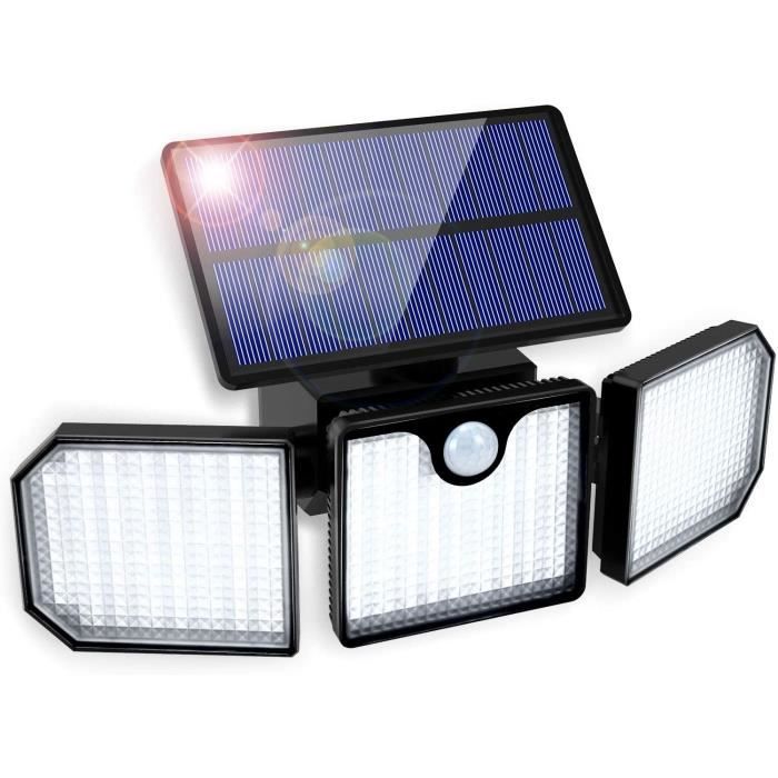 Lampe Solaire Extérieur Avec Détecteur De Mouvement - 1500 Lumens, Batterie 4400mAh, IP65 - 4 Modes, Panneau Verre, Autonomie 48h - Pour Jardin, Garage, Allée