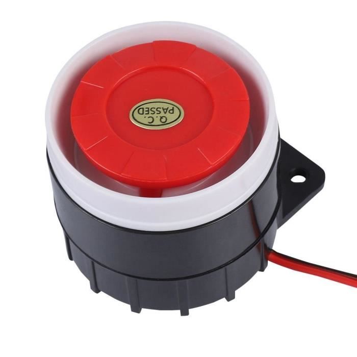 ARAMOX klaxon d'avertissement sonore 120dB DC 12V Mini Corne Filaire Rouge Sirène Système D'alarme Sonore Corne d'avertissement