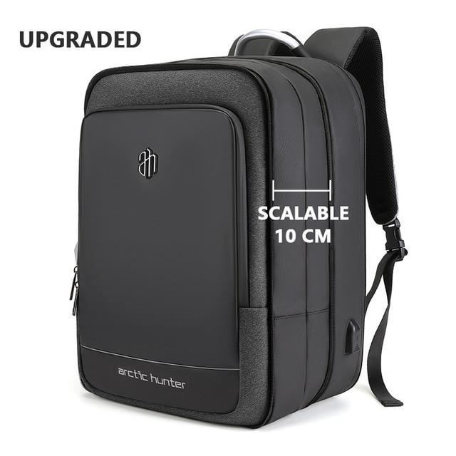 Sac à dos,ARCTIC HUNTER – sacs à dos extensibles pour hommes, grande capacité, chargeur USB, 17 - Type black add 10cm-17 pouces