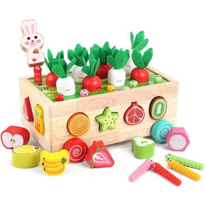 Jeu De Pêche Magnétique WolinTek – Bois, 10 Poissons, 2 Cannes – Montessori – Cadeau 2-5 Ans