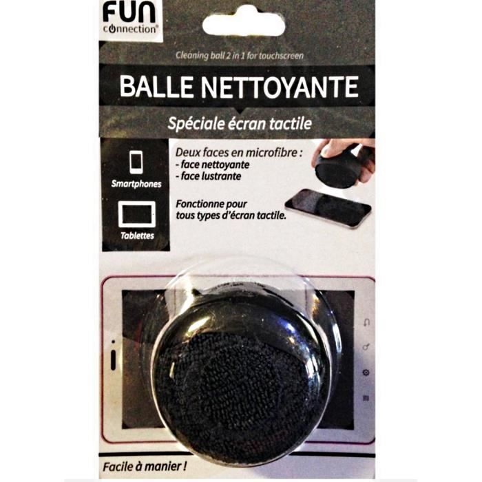 Balle Nettoyante Deux en Un Spécial Ecran Tactile Tablette Smartphone Noir Promobo