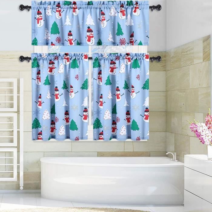 Famiffty Lot de 2 rideaux de cuisine à motif feuilles d'eucalyptus avec
