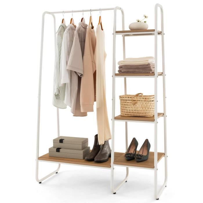 Porte Manteau COSTWAY avec 5 Etagères en Bois Penderie Rangement pour Chaussures Sac à Main Echarpe Naturel Porte Manteau COSTWAY avec 5 Etagères en Bois Penderie Rangement pour Chaussures Sac à Main Echarpe Naturel
