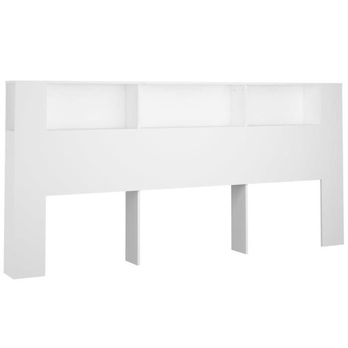 Armoire de tête de lit - DILWE - Blanc - Contemporain - Design - Rangement supplémentaire