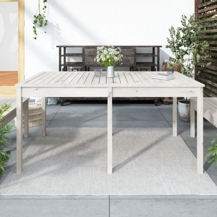 table de jardin blanc - drfeify - ka488 - bois massif - classique - intemporel