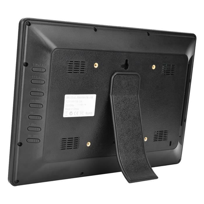 Cadre Photo Numérique 12 Pouces 1280x800 Avec Lecteur De Musique Et De Videos Et Telecommande  Noir Prise Eu