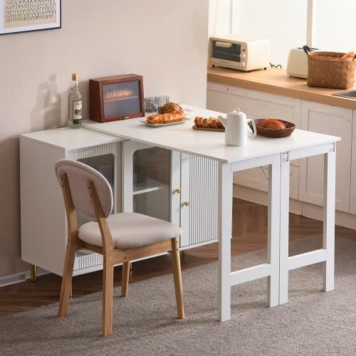 Buffet cuisine blanche rangement salle a manger-Style moderne Couverture avec table pliable  design multifonctionnel