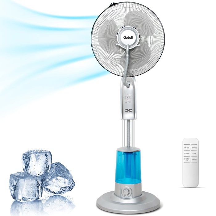 Gotoll Ventilateur Brumisateur avec Télécommande Ventilateur sur Pied 2 en 1 Rafraichisseur dair avec Roues Humidificateur - Goto